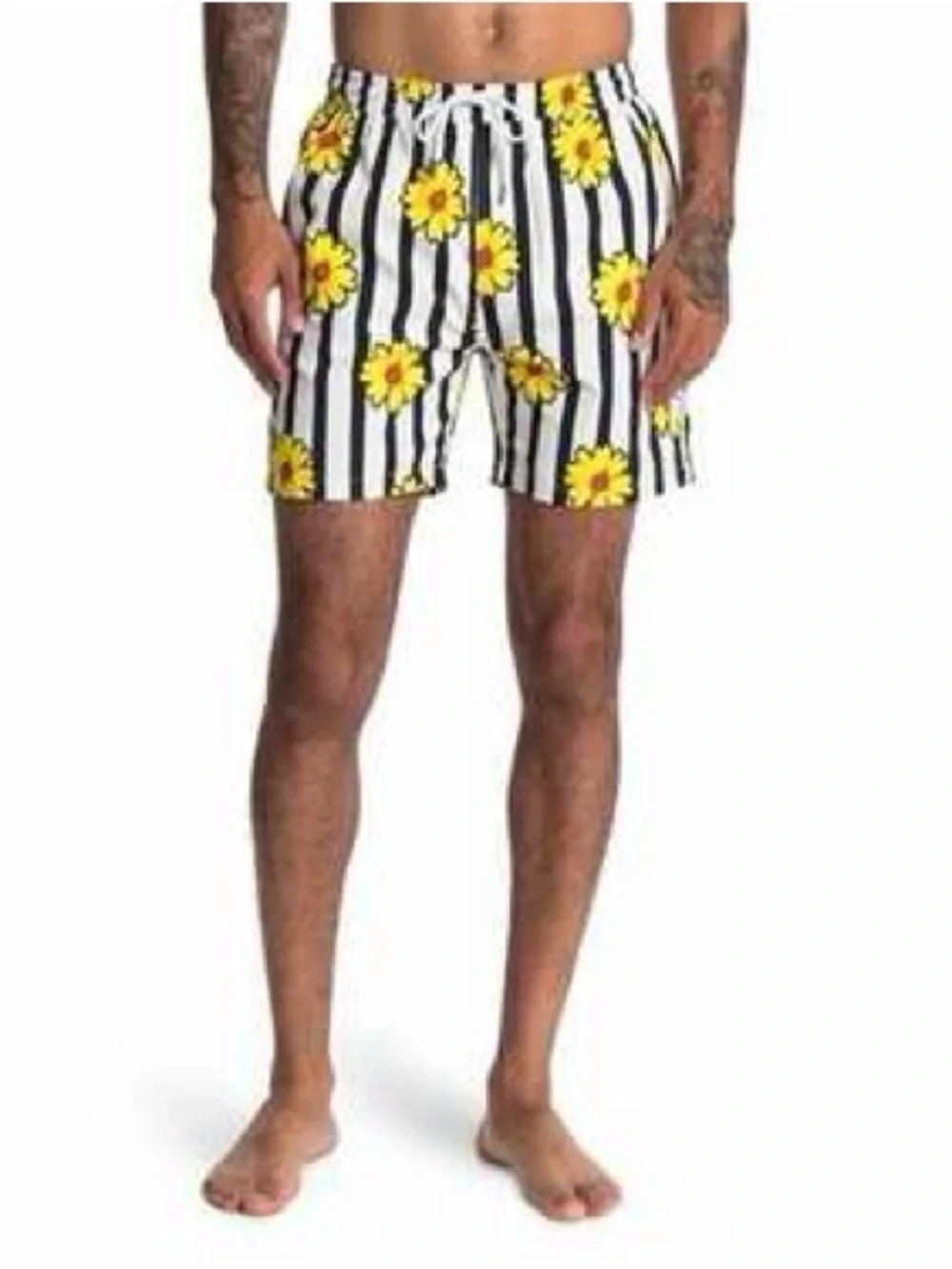 Public Art Wallflower Pattern Board Shorts White Yellow Size L